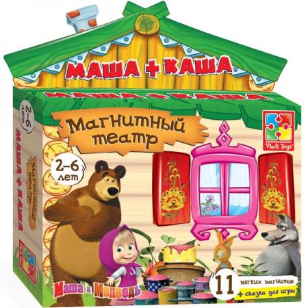 Магнитный театр Vladi toys Маша и Медведь. Маша + каша 12 предметов VT3206-06