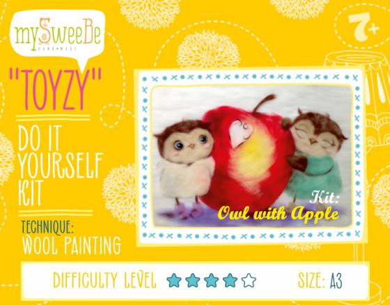 Набор для создания картины шерстью Toyzy Совушки с яблоком TZ-P026