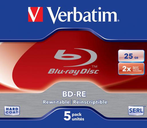 Диски BluRay BD-RE Verbatim 25Gb 2x JewelCase 5шт 43615/43614
