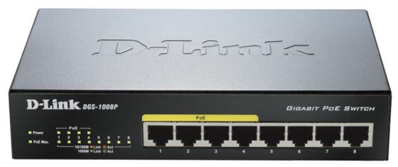 Коммутатор D-LINK DGS-1008P/C1B неуправляемый 8 портов 10/100/1000Mbps