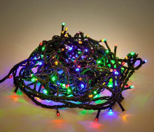 Гирлянда электрическая Новогодняя сказка 140 LED, цветное свечение, зеленый провод 971201