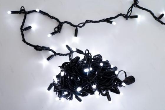 Гирлянда электрическая Новогодняя сказка 100 LED, уличная, белое свечение, черный провод, 5 м