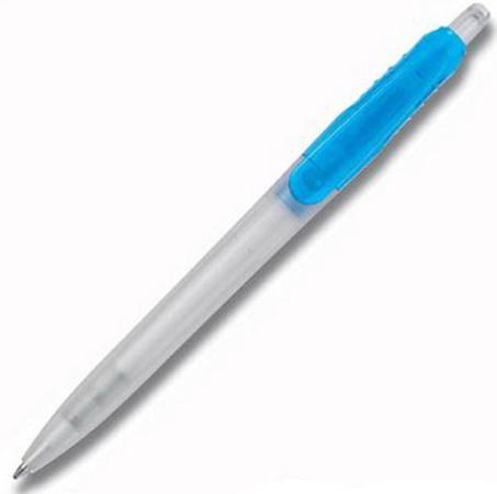 Ручка шариковая TEKNOMATIC Neon, матовый белый корпус/голубой клип