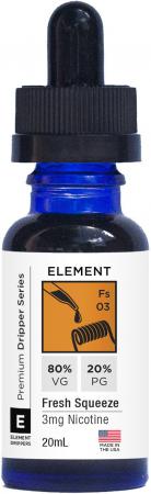 Жидкость для заправки электронных сигарет Element E-Liquid Premium Fresh Squeeze апельсин 3 мг 20 мл