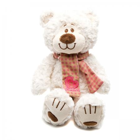 Мягкая игрушка медведь Fluffy Family Мишка Митя с шарфом 24 см белый искусственный мех 6927556811413
