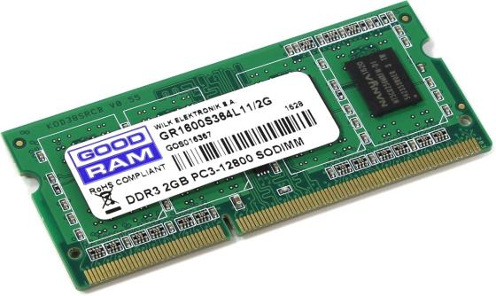 Оперативная память для ноутбука 2Gb (1x2Gb) PC3-12800 1600MHz DDR3 SO-DIMM CL11 Goodram GR1600S364L11/2G