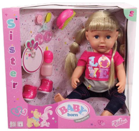 Кукла ZAPF Creation Baby born - Сестричка 43 см плачущая пьющая 820-704