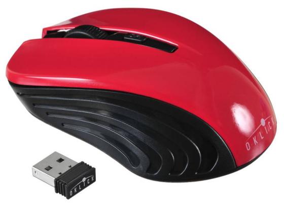 Мышь беспроводная Oklick 545MW чёрный красный USB + радиоканал