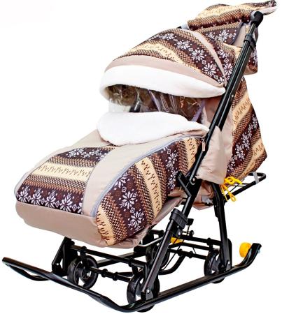 Санки-коляска RT Snow Galaxy Luxe: Скандинавия до 50 кг сталь ткань разноцветный 6078 + муфта