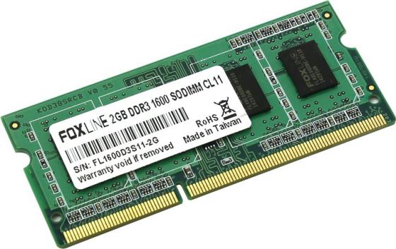 Оперативная память для ноутбуков SO-DDR3 2Gb PC12800 1600MHz Foxline FL1600D3S11S1-2G