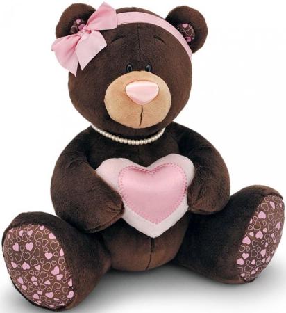 Мягкая игрушка медведь ORANGE Choco Milk с сердцем 20 см коричневый искусственный мех M003/20