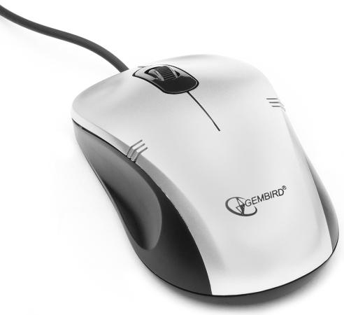 Мышь проводная Gembird MOP-100-S серебристый USB
