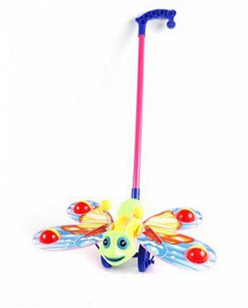 Каталка на палочке Shantou Gepai Бабочка с шариками пластик от 3 лет на колесах разноцветный W881-5
