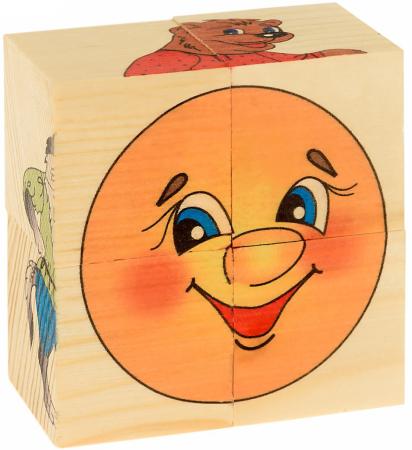 Кубики Русские деревянные игрушки Колобок 4 шт Д502а