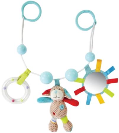 Развивающая игрушка Жирафики подвеска с погремушкой, зеркальцем и мягкой игрушкой "Собачка Билли" 939386