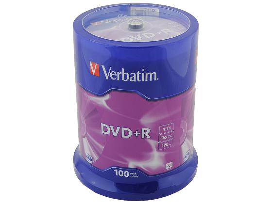 Диски DVD+R Verbatim 16x 4.7Gb CakeBox 100шт 43551