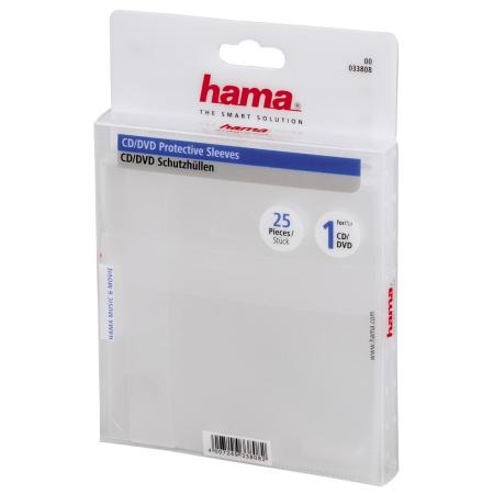 Конверты Hama для CD пластиковые прозрачные 25шт H-33808