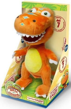 Мягкая игрушка 1toy "Поезд динозавров" - Бадди 18 см оранжевый плюш звук Т59353