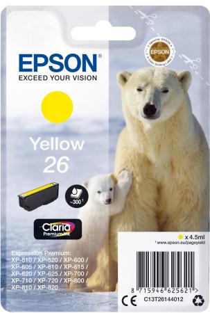 Картридж Epson C13T26144012 для Epson XP-600/700/800 желтый