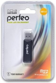 Картридер внешний Perfeo PF-VI-CR3002C-3.0 SD/MMC+Micro SD USB 3.0 черный