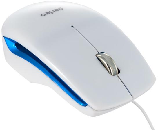 Мышь проводная Perfeo "Fashion" белый синий USB PF-3108-OP-W