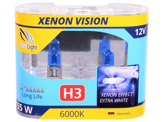 Лампа Галогеновая с эффектом ксенона 6000К H3(Clearlight)12V-55W XenonVision (2 шт.)