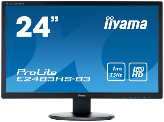 Монитор 24" iiYama PROLITE E2483HS-B3 черный TN 1920x1080 250 cd/m^2 1 ms HDMI DisplayPort VGA Композитный вход Компонентный вход