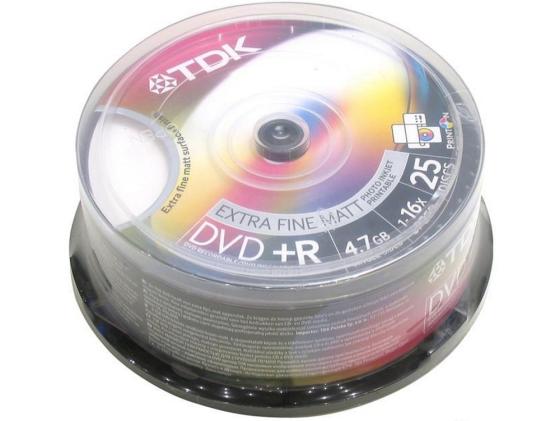 Диски DVD+R TDK 4.7Gb 16x Printable CakeBox 25шт 8459