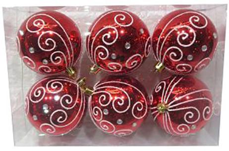 Набор шаров Новогодняя сказка 972905 8 см 6 шт красный пластик