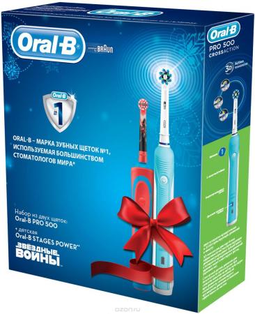 Зубная щётка Braun Oral-B PRO 500 + Oral-B Stages Power Звездные войны белый/голубой