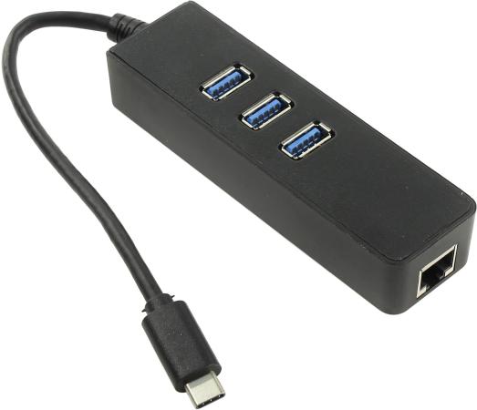 Концентратор USB Type-C ORIENT JK-341 3 х USB 3.0 RJ-45 черный