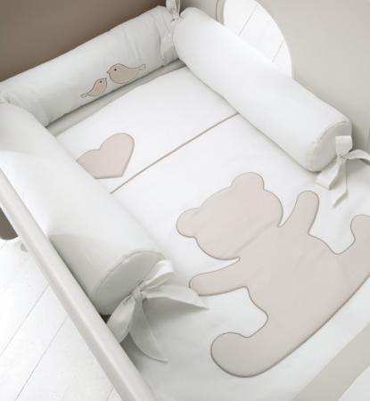 Комплект белья для детской кроватки Baby Expert Casetta (белый/крем)