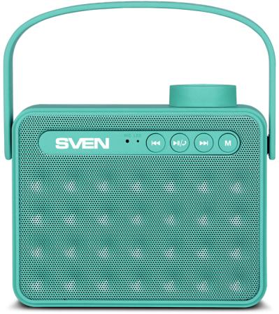 

АС SVEN PS-72, mint, акустическая система 2.0, мощность 2x3 Вт (RMS), Bluetooth, FM, USB, microSD, ручка, встроенный аккумулятор)