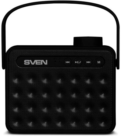 АС SVEN PS-72, черный, акустическая система 2.0, мощность 2x3 Вт (RMS), Bluetooth, FM, USB, microSD, ручка, встроенный аккумулятор)