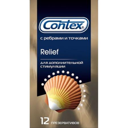 CONTEX Презервативы №12 Relief микс 6 шт с точками 6 шт с ребрами
