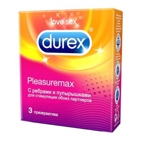 DUREX Презервативы №3 Pleasuremax с ребрами и пупырышками