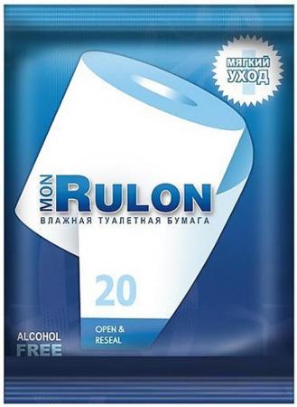 Влажная туалетная бумага Mon Rulon 20 шт ароматизированная не содержит спирта влажная гипоаллергенные