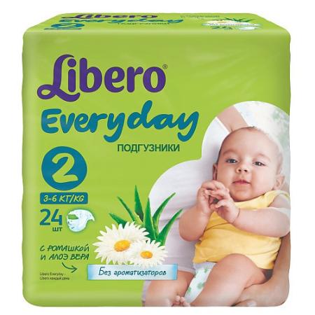 LIBERO Подгузники детские Every Day мини 3-6кг 24шт упаковка стандартная