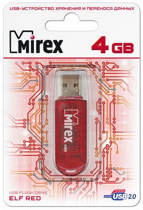 Флешка USB 4Gb Mirex Elf 13600-FMURDE04 красный флешка 32gb mirex elf usb 2 0 зеленый