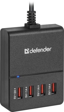 Сетевое зарядное устройство Defender UPA-40 5А 4 x USB черный