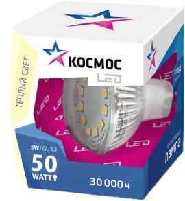 

Лампа светодиодная КОСМОС LED JCDR 5Вт 220В GU5.3 3000К