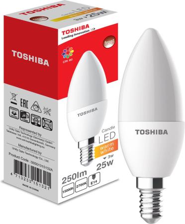 

Лампа TOSHIBA 00501315132A светодиодная свеча 25Вт 2700k 80ra nd Е14 frosted-1pk