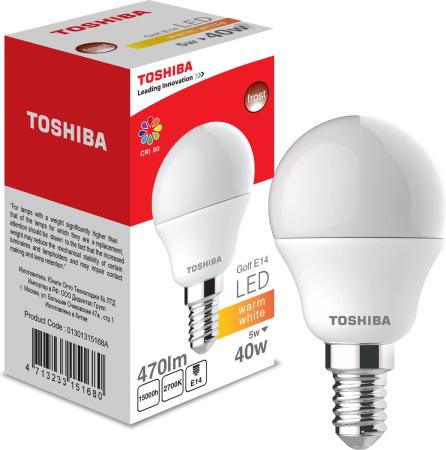 

Лампа TOSHIBA 01301315168A светодиодная гольф 40Вт 2700k 80ra nd Е14 frosted-1 pk