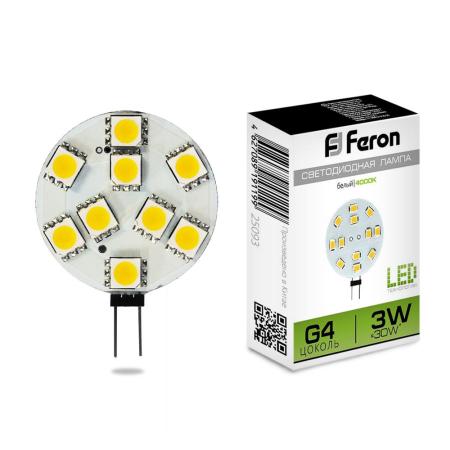 

Лампа светодиодная дисковая FERON LB-16 G4 3W 4000K 25093