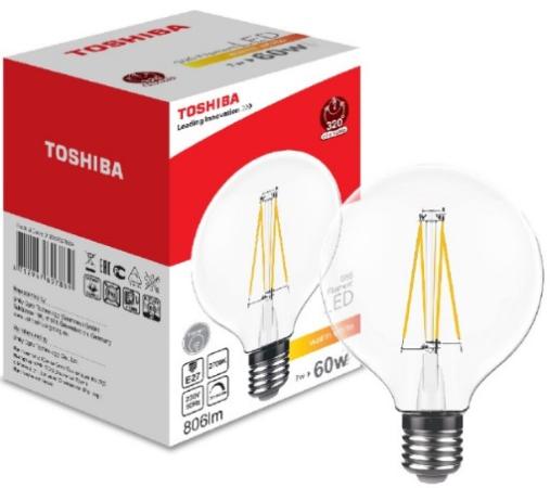 

Лампа светодиодная груша Toshiba 01901760788A E27 7W 2700K