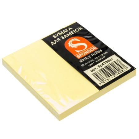 Бумага с липким слоем SPONSOR 80 листов 76x76 мм желтый 9073215080847