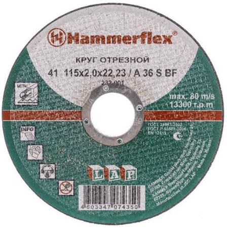 

115 x 2.0 x 22,23 A 36 S BF Круг отрезной Hammer Flex 232-001 по металлу