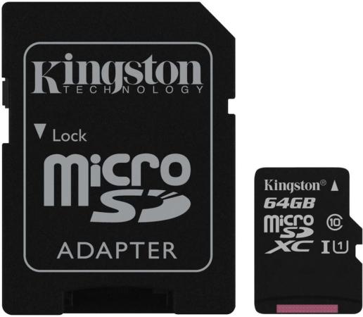Карта памяти Micro SDXC 64GB Class 10 Kingston SDCS/64GB + адаптер SD