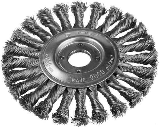 Кордщетка ЗУБР 35190-115  ЭКСПЕРТ дисковая жгутированные пучки сталь 0.5мм 115мм/22мм