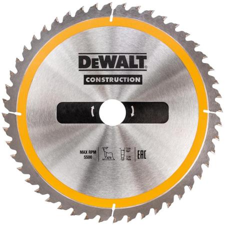 Круг пильный твердосплавный DEWALT DT1934-QZ  Ф165/20 24 ATB +10° CONSTRUCTION по дереву с гвоздями